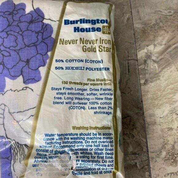 New Vintage Floral 60s 1960s 70s 1970s flat sheet Burlington Spring bouquet - Picture 3 of 10